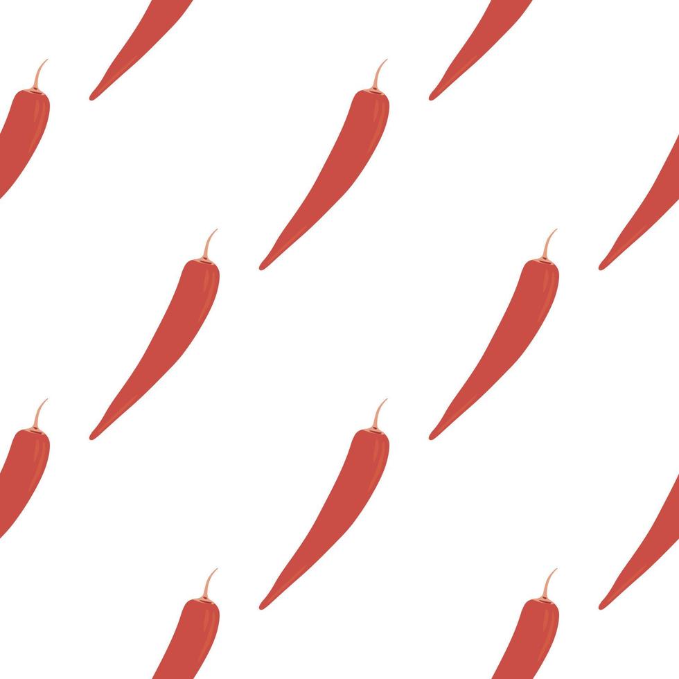 Chilli seamless pattern in doodle style. Hot chile peppers wallpaper. Creative vegetarian healthy food texture. vector