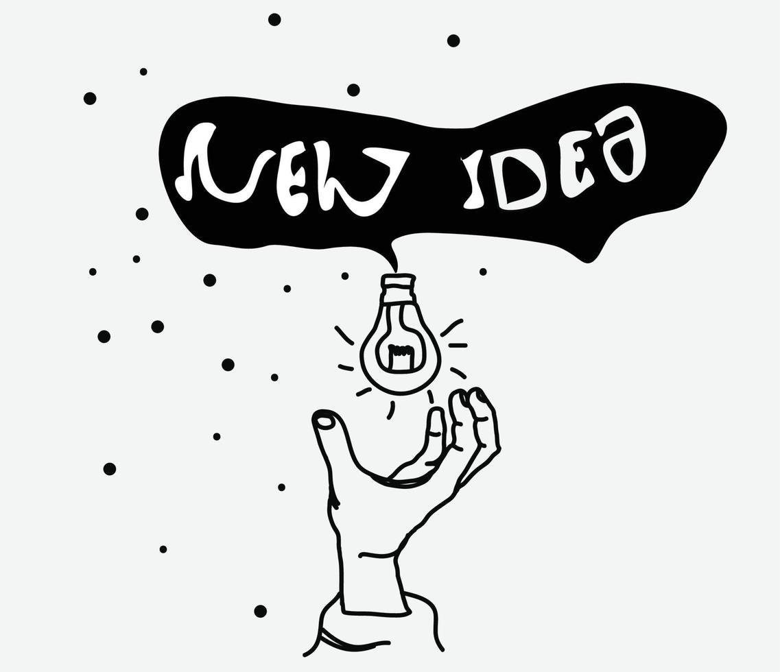 Doodle new idea lamp hand vector