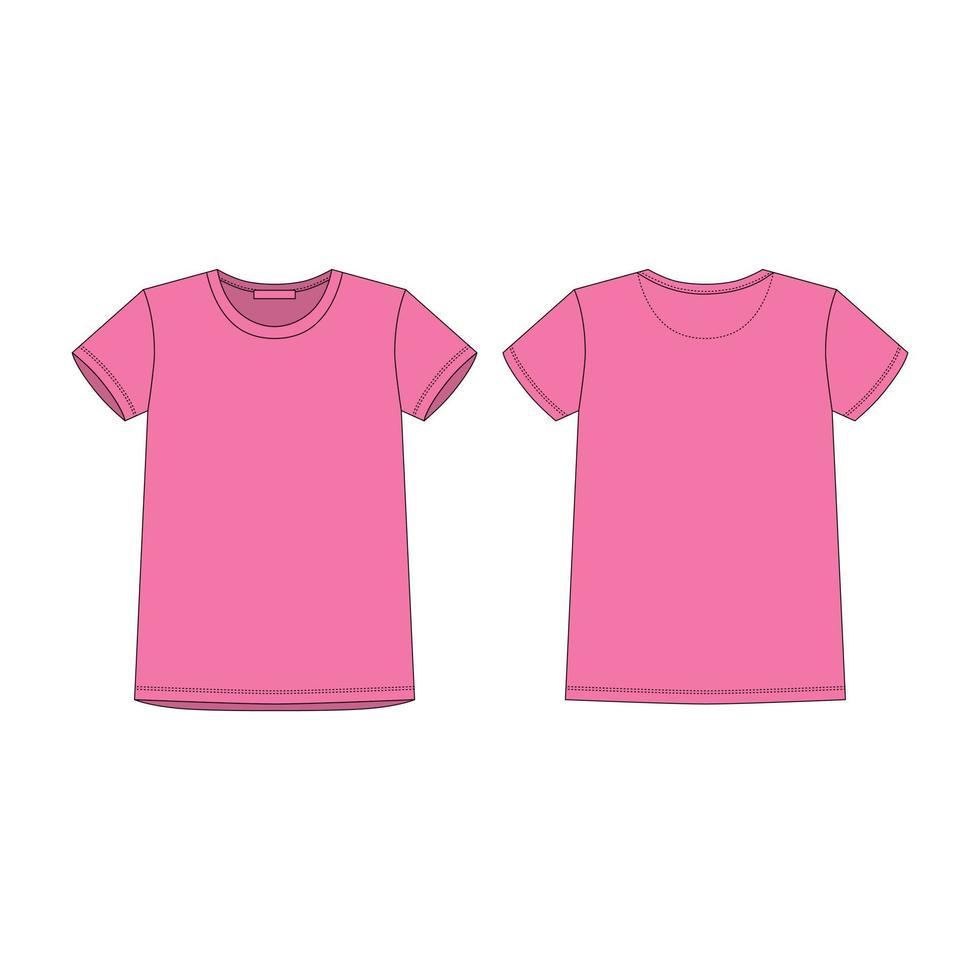T-shirt in pink color for women isolated isolated on white background. vector