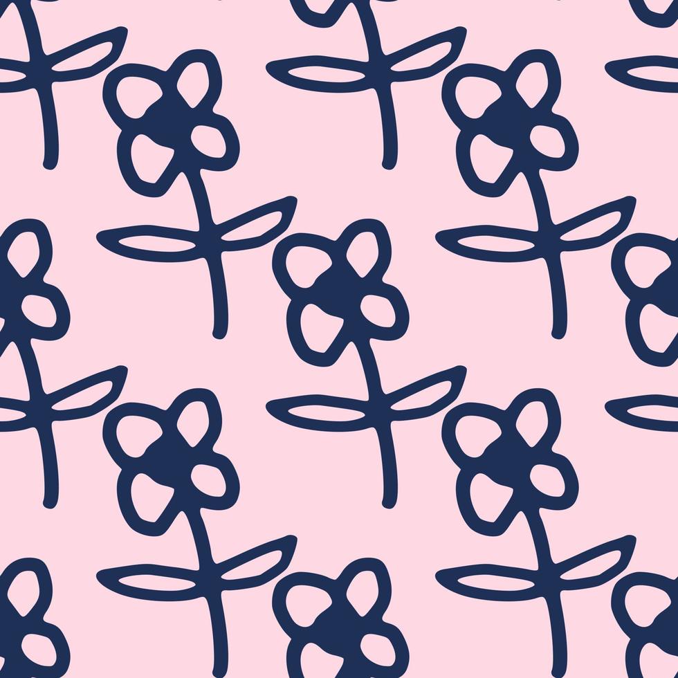 Seamless pattern with cute flowers on pink background. Simple style. Doodle  floral wallpaper. 5609954 Vector Art at Vecteezy