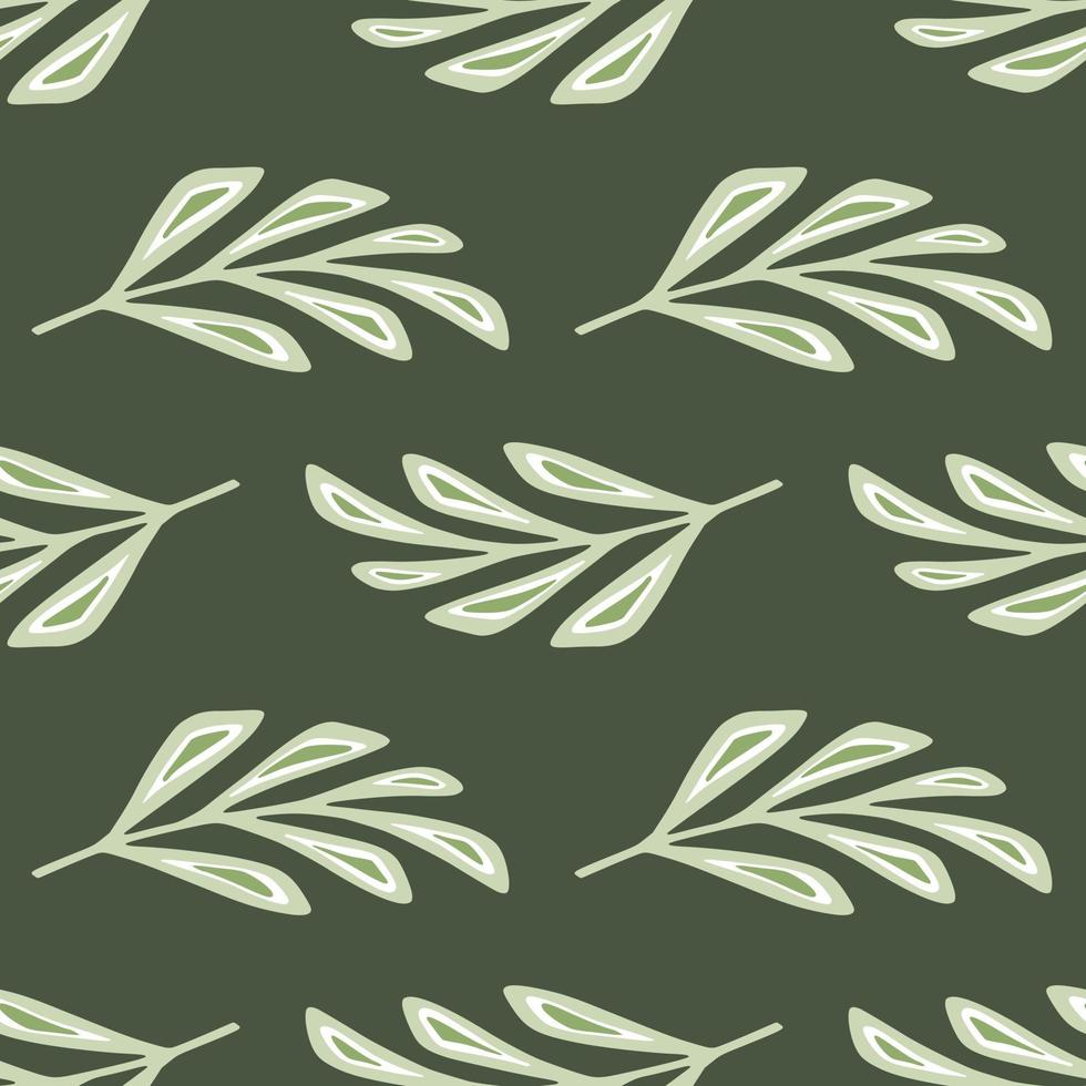 Light tones botanic abstract leaf branches elements. Green olive background. Hand drawn floral backdrop. vector