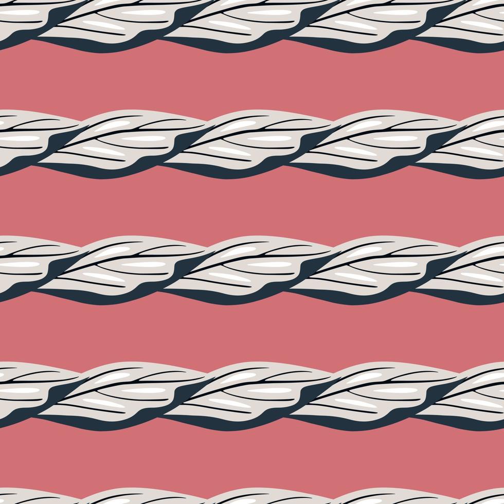 Navy blue contoured abstract simple leaves seamless pattern. Bright pink background. Floral backdrop. vector