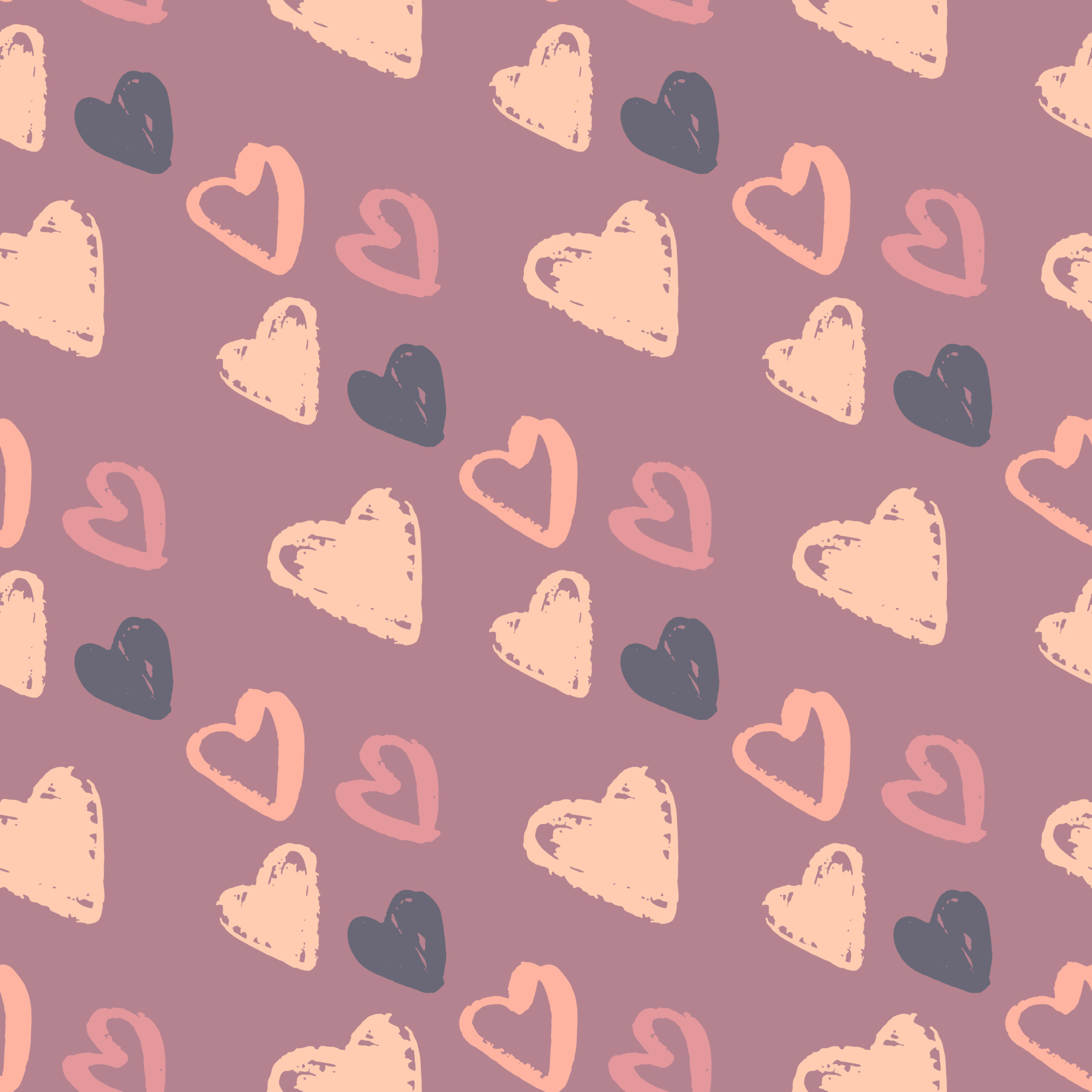 Romantic seamless doodle pattern with heart hand drawn ornament. Soft ...