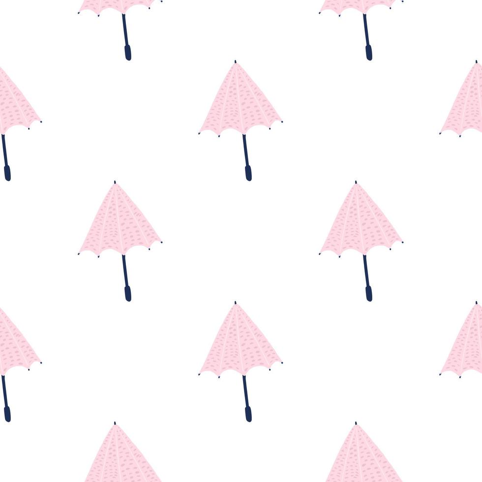 Isolated seamless pattern with pink light umbrella silhouettes. White background. Season print. vector