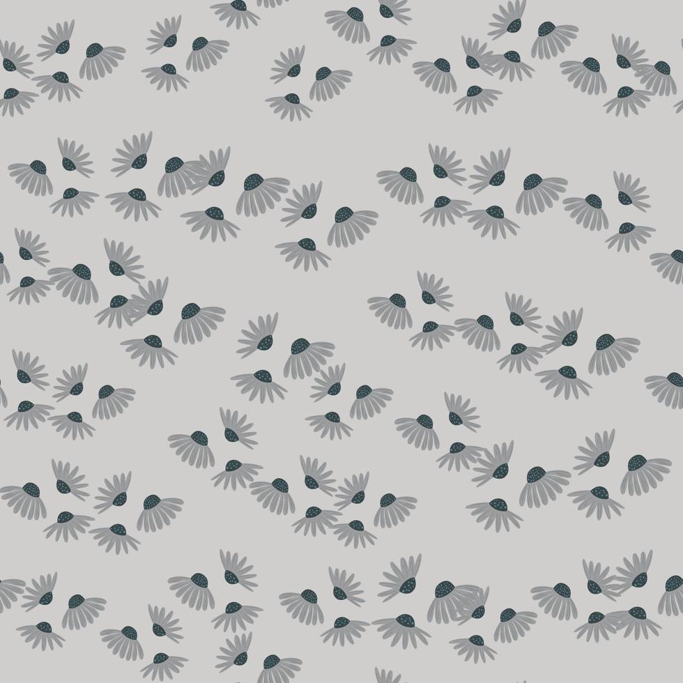 Summer style seamless pattern with small abstract chamomile flowers shapes. Pastel blue colors. vector