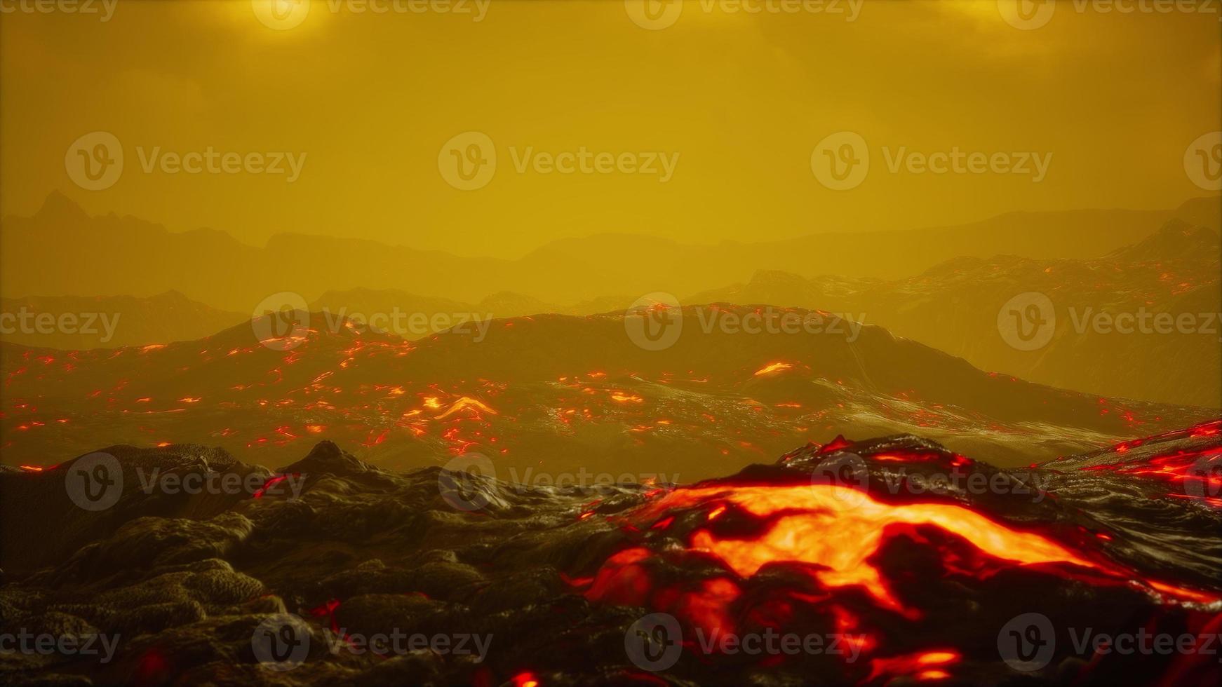 Lava Field under sunset lights photo