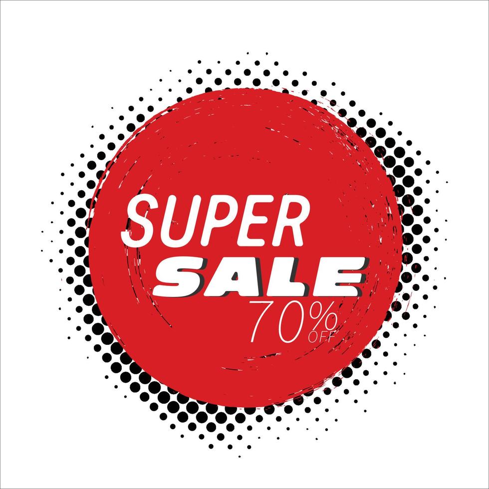 Vector circle round brush and halftone effect. Banner super sale 70 percent