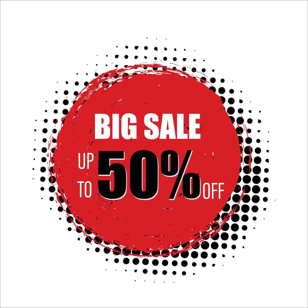 Vector circle round brush and halftone effect. Banner bag sale up to 50 percent off.