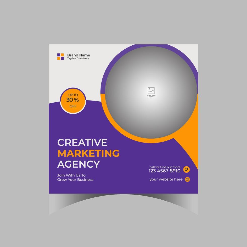 banner de redes sociales de marketing creativo, plantilla de publicación vector