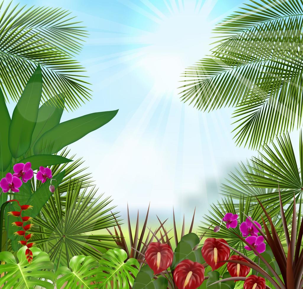 background, beautiful, blue, bright, cloud, collection, flower, freshness, grass, green, illustration, jet, leaf, morning, palm, pink, plant, red, rural, sky, spring, summer, sun, sunflower, tree vector