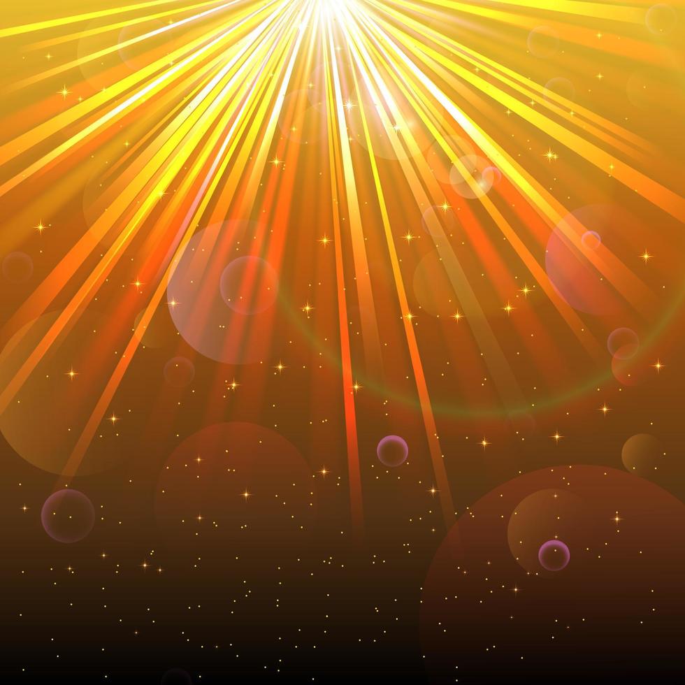 Blurred underwater background with rays of light yellow and air bubbles. vector