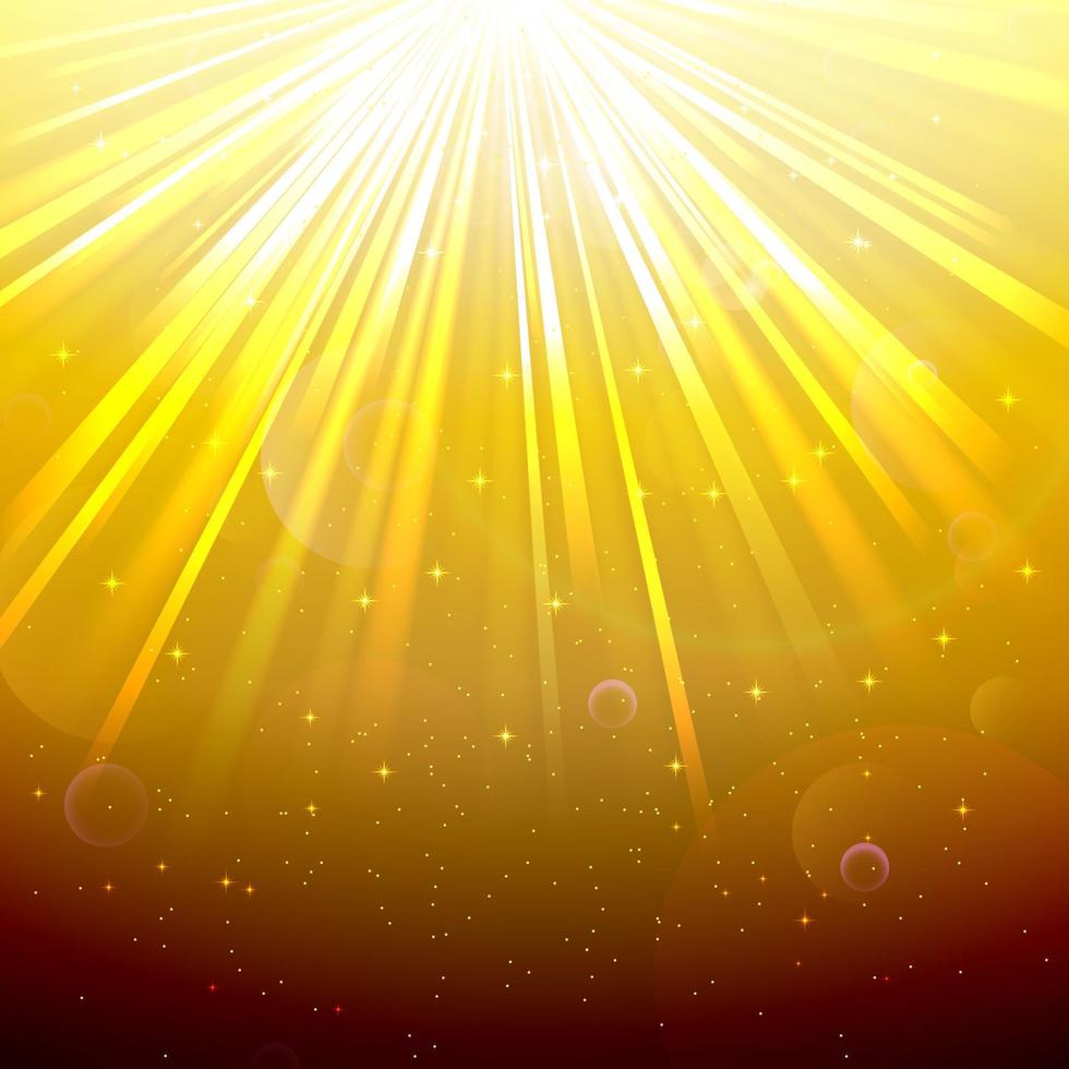 Blurred underwater background with rays of light yellow and air bubbles. vector