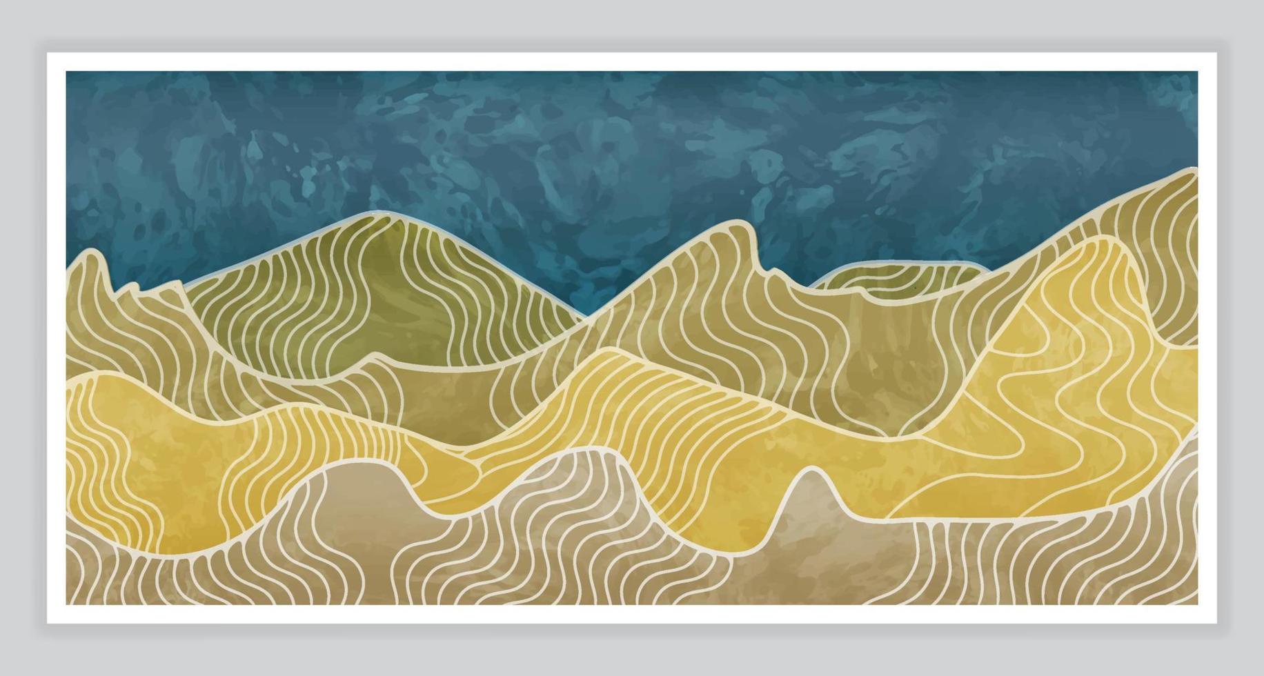 lanscape mountain with japanese wave vector