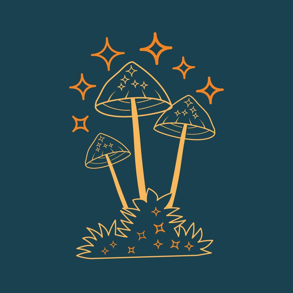 mystic boho magic mushrooms illustration vector