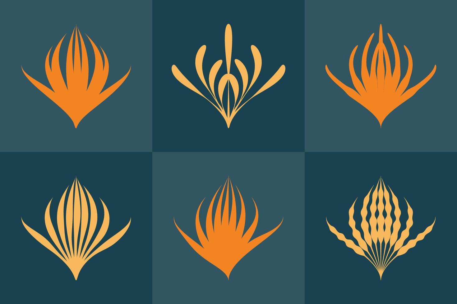 collection of abstract palm boho symbols vector