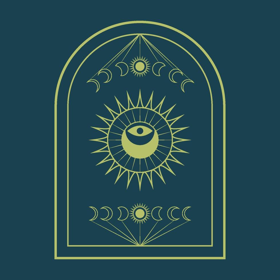 monoline badge logo with moon phases in boho style vector