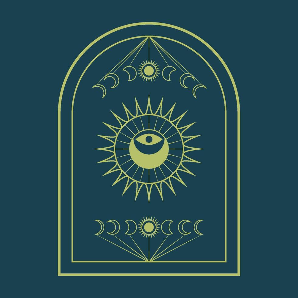 monoline badge logo with moon phases in boho style vector