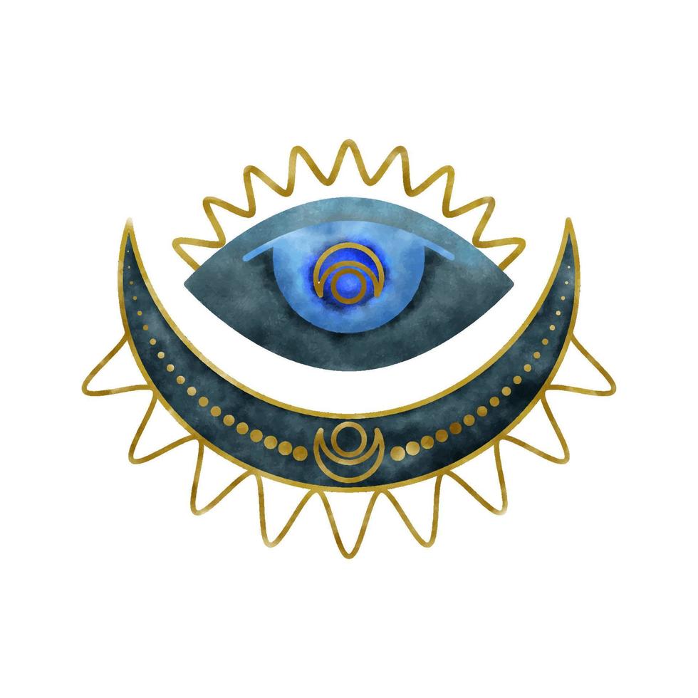 ilustración de ojo de acuarela de lujo en estilo boho vector