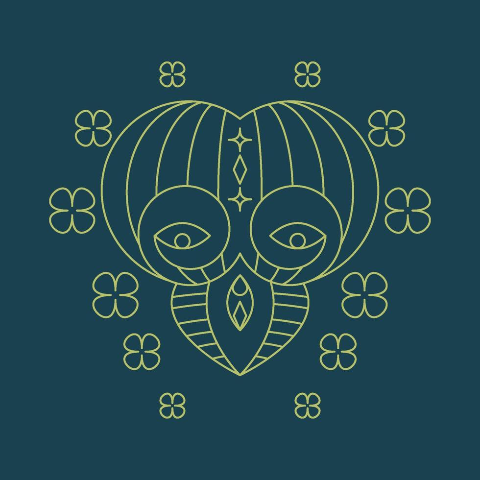 monoline skull logo in boho style vector