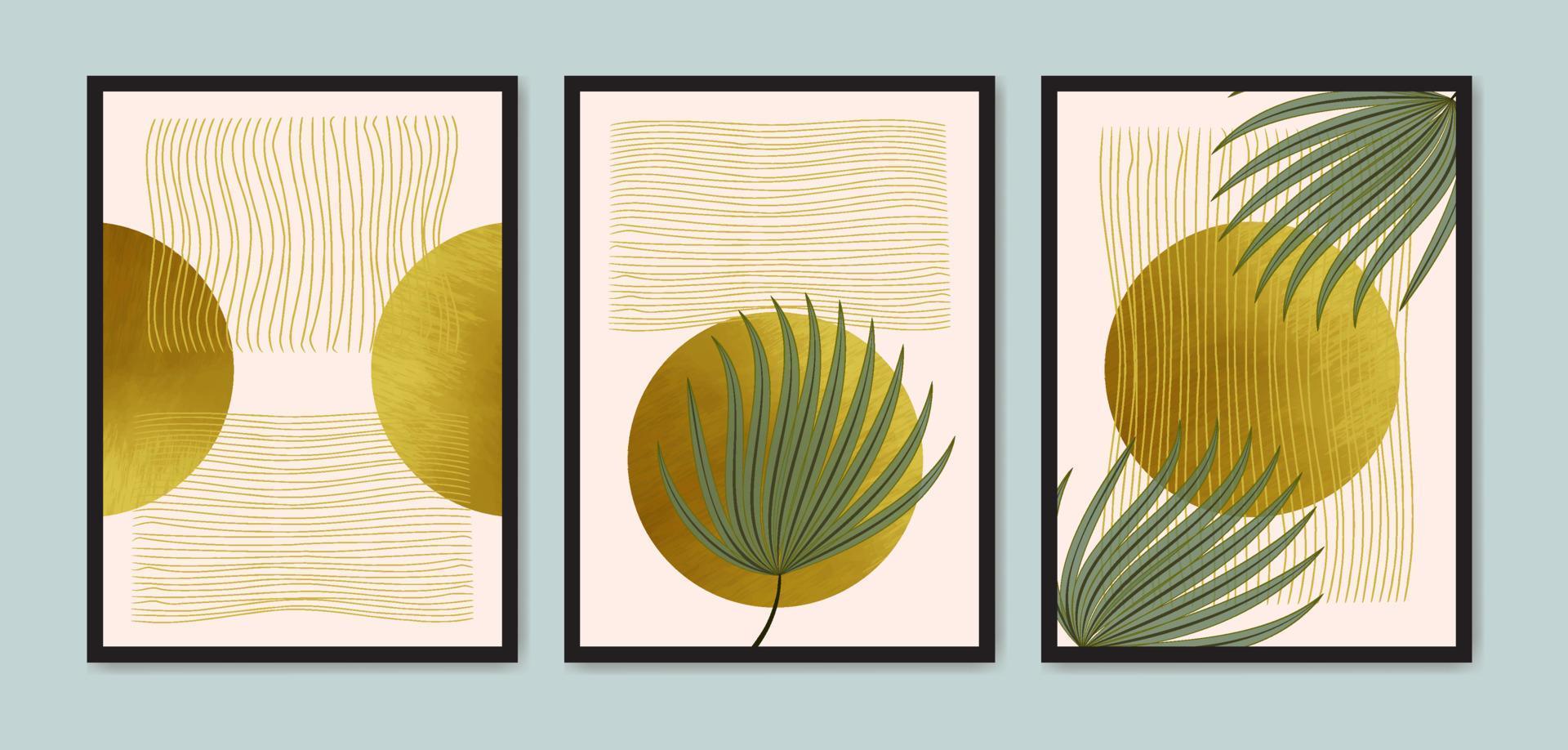 colección de formas de oro abstractas vectoriales con arte de línea abstracta para fondo, cubierta, papel tapiz, impresión, tarjeta, decoración de pared vector