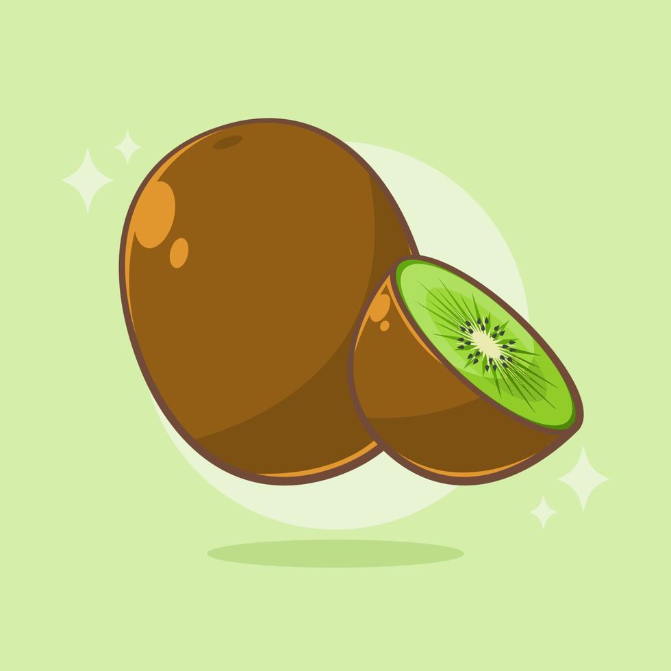 Fresh kiwi fruit cartoon illustration vector