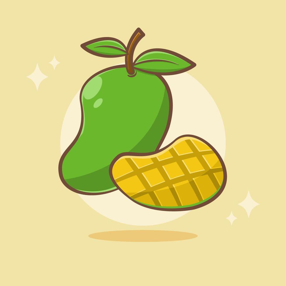 Fresh mango fruit cartoon illustration vector