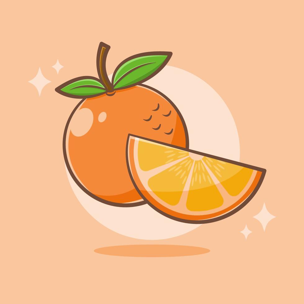 Fresh orange fruit cartoon illustration vector