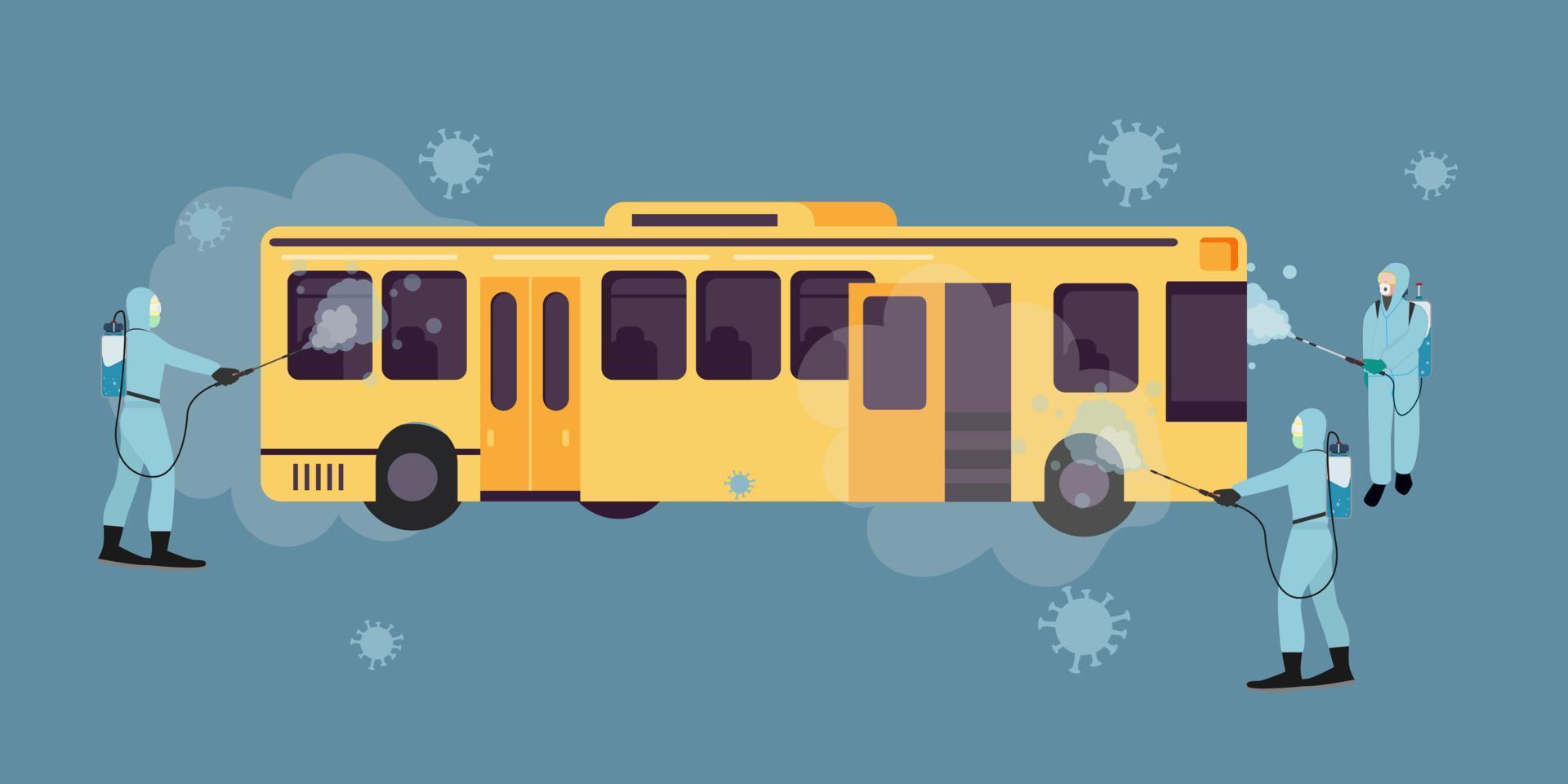 The operator operated a disinfectant spray on public buses. To prevent the spread of coronavirus vector