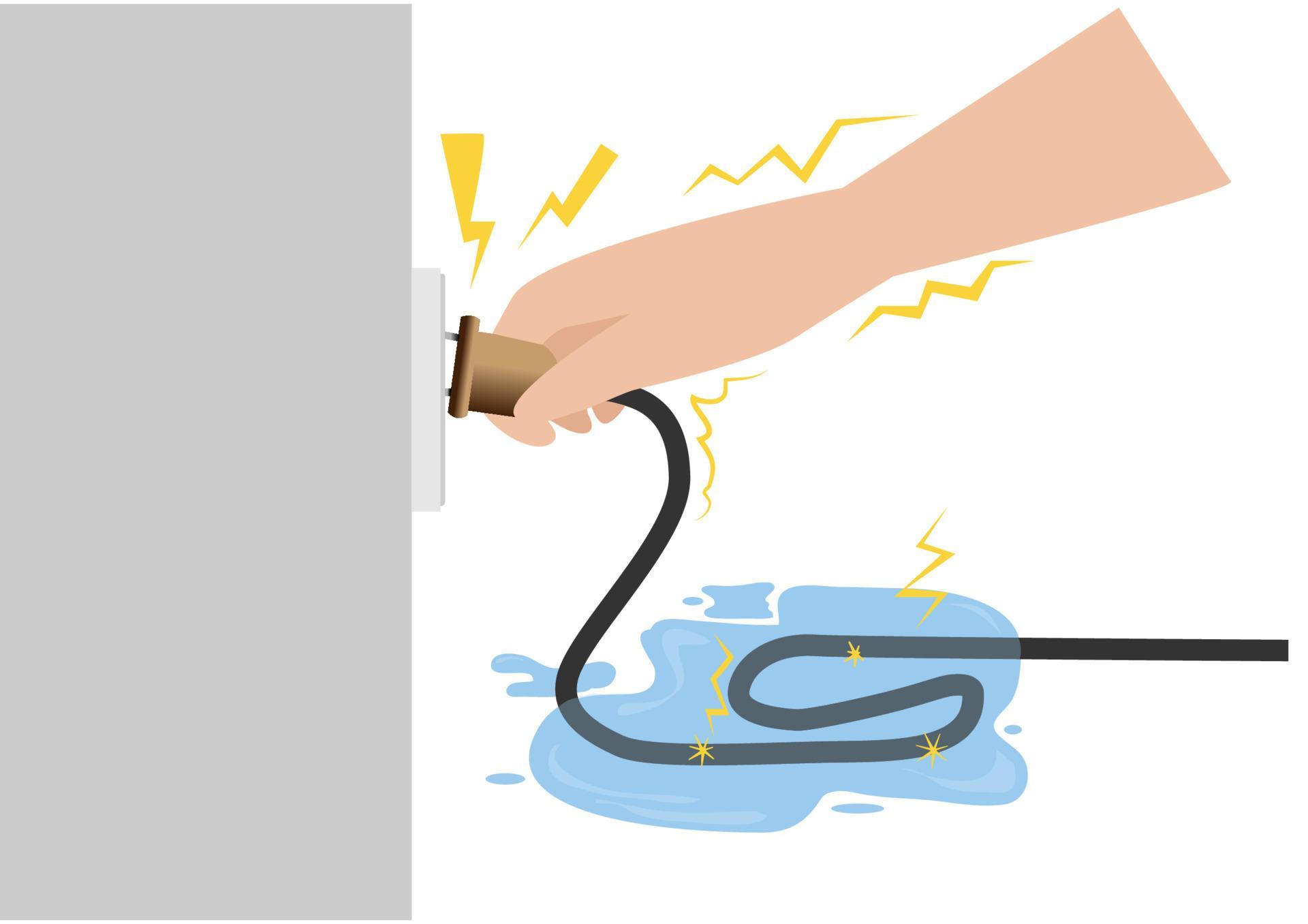 Do not touch the power cord when the power cord is flooded on the