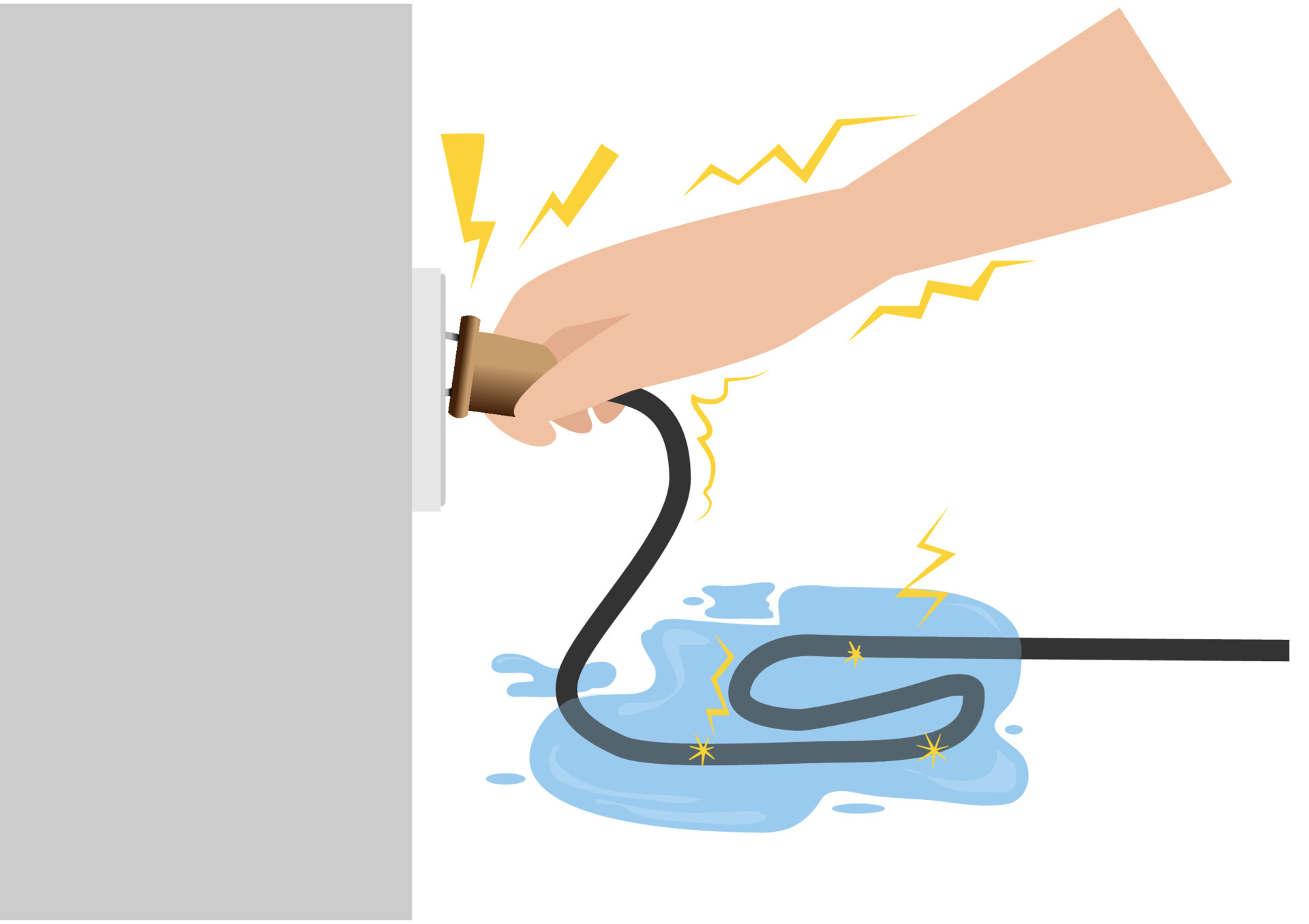 Do not touch the power cord when the power cord is flooded on the