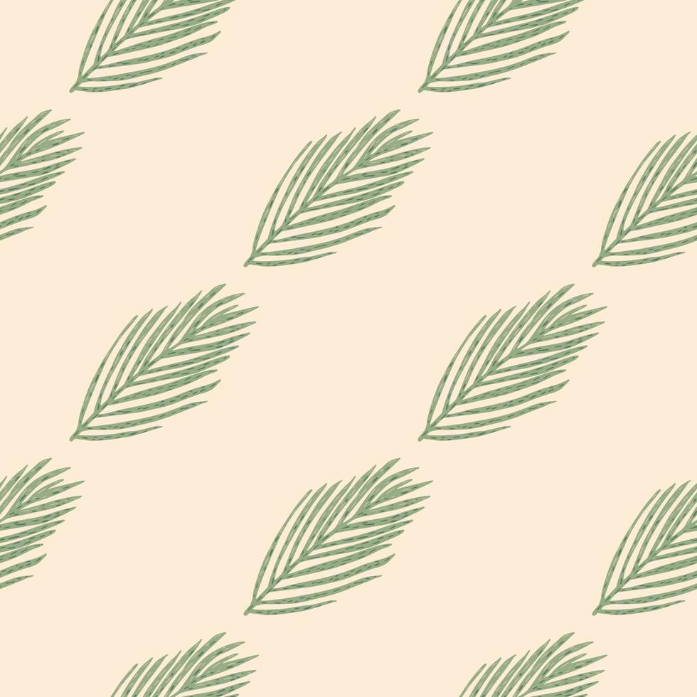 Christmas seamless doodle pattern with green fir branches in minimalistic style. Pink pastel background. vector