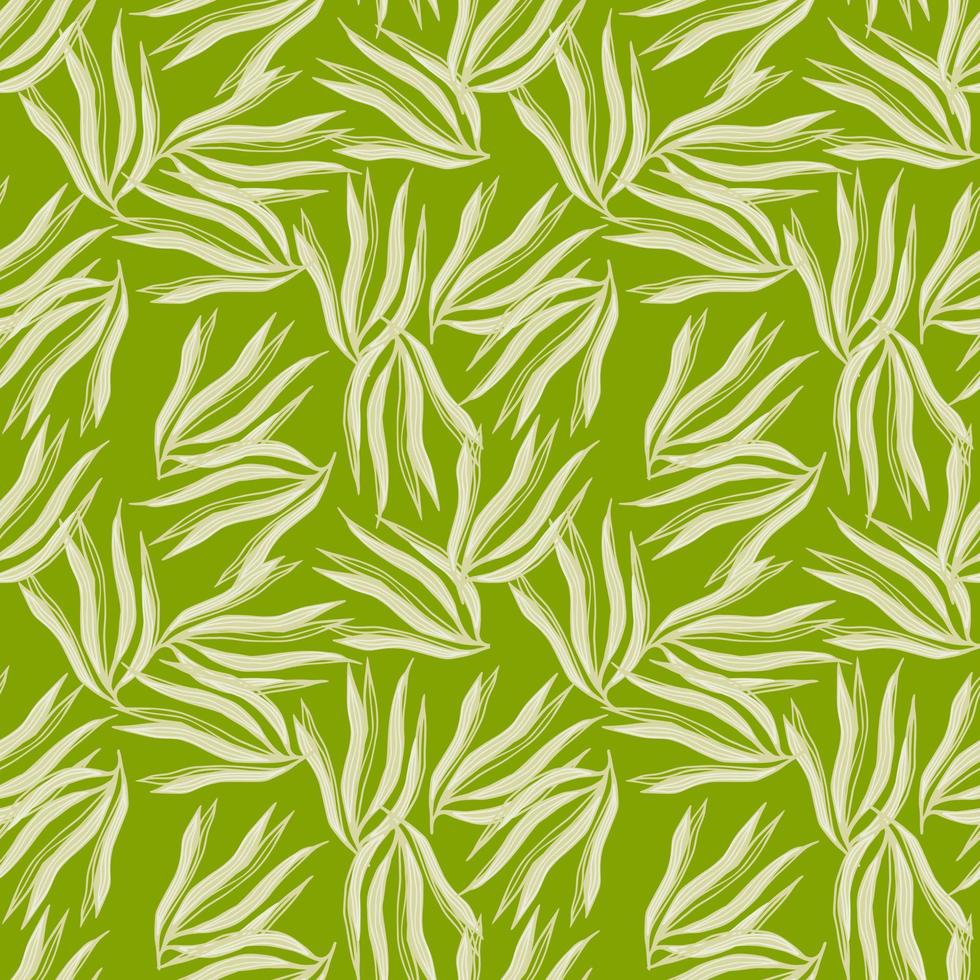 Random seaweeds seamless pattern on green background. vector