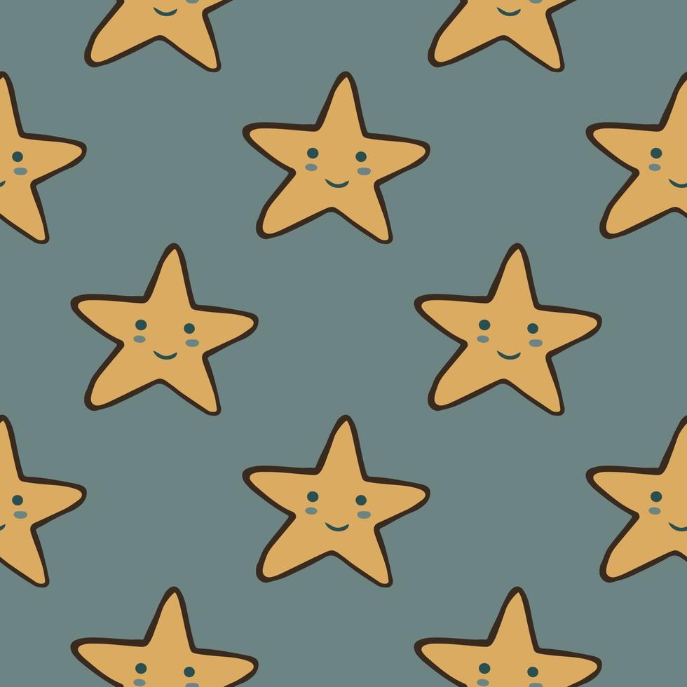 Character star shapes seamless pattern. Design for baby fabric, textile print, wrapping paper, cover, packing. vector