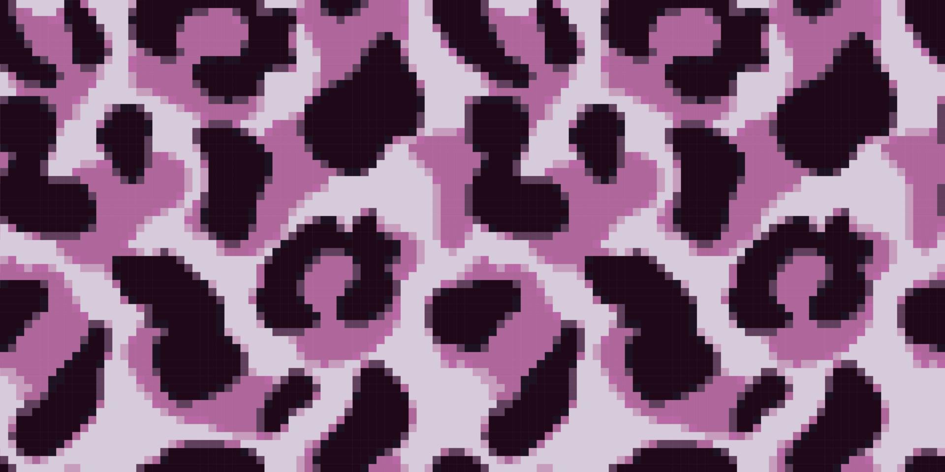 Leopard seamless patternin pixel art style. Abstract camouflage cheetah fur wallpaper. . vector