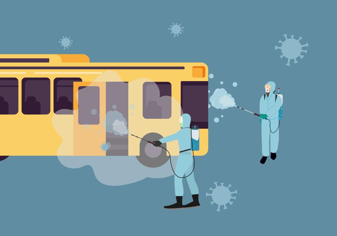 The operator operated a disinfectant spray on public buses. To prevent the spread of coronavirus vector