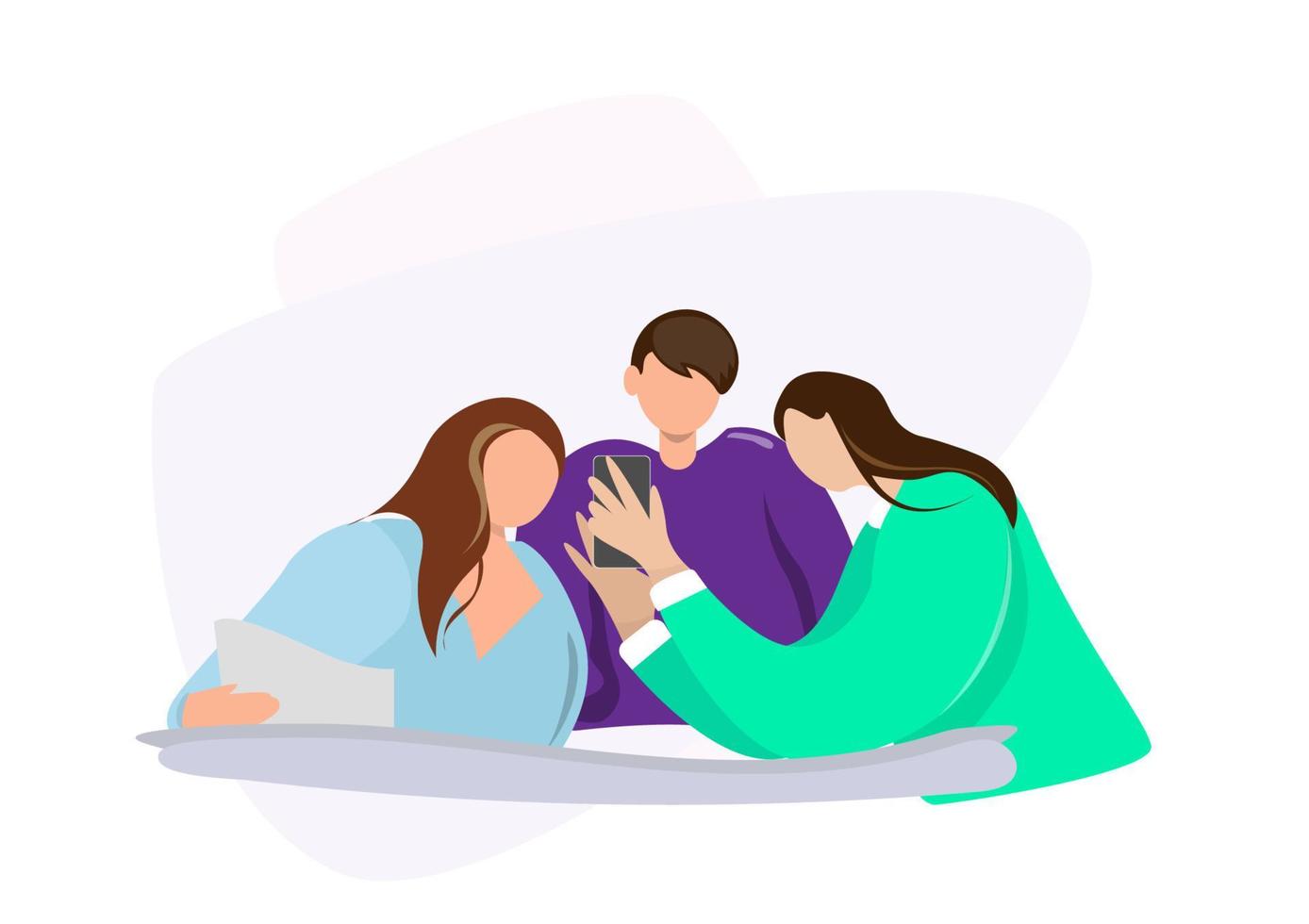 A group of friends to chat and greet when connected to the Internet. Group of people chatting online Flat style cartoon illustration vector