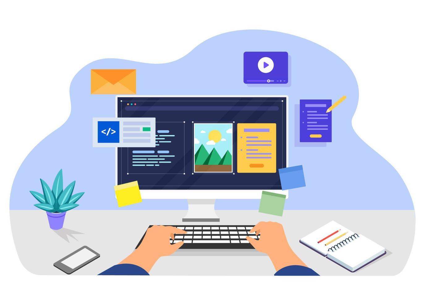 Businessman designing a website