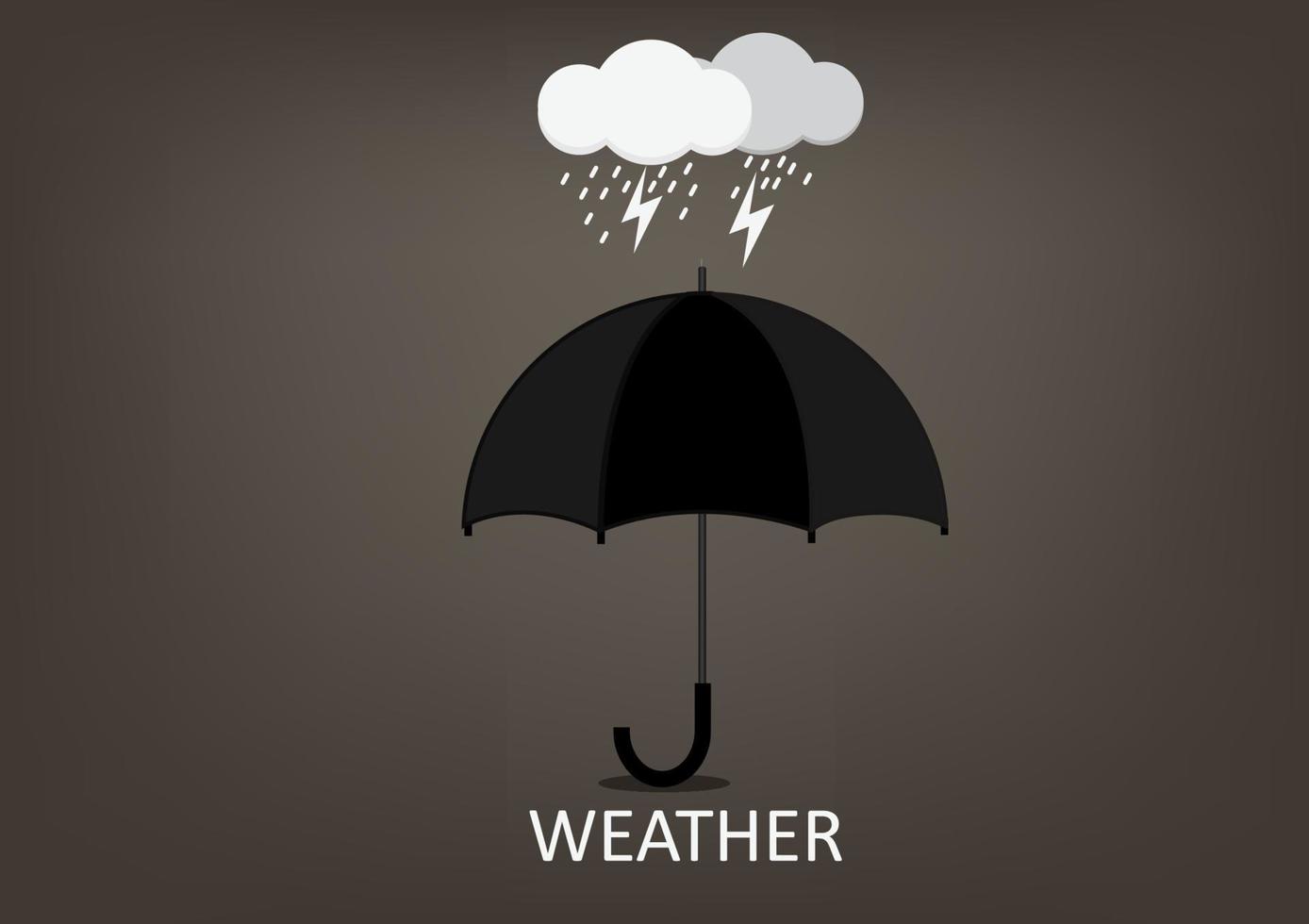 Rainstorms, clouds and lightning, depending on the weather, can be protected with an umbrella. flat style cartoon illustration vector