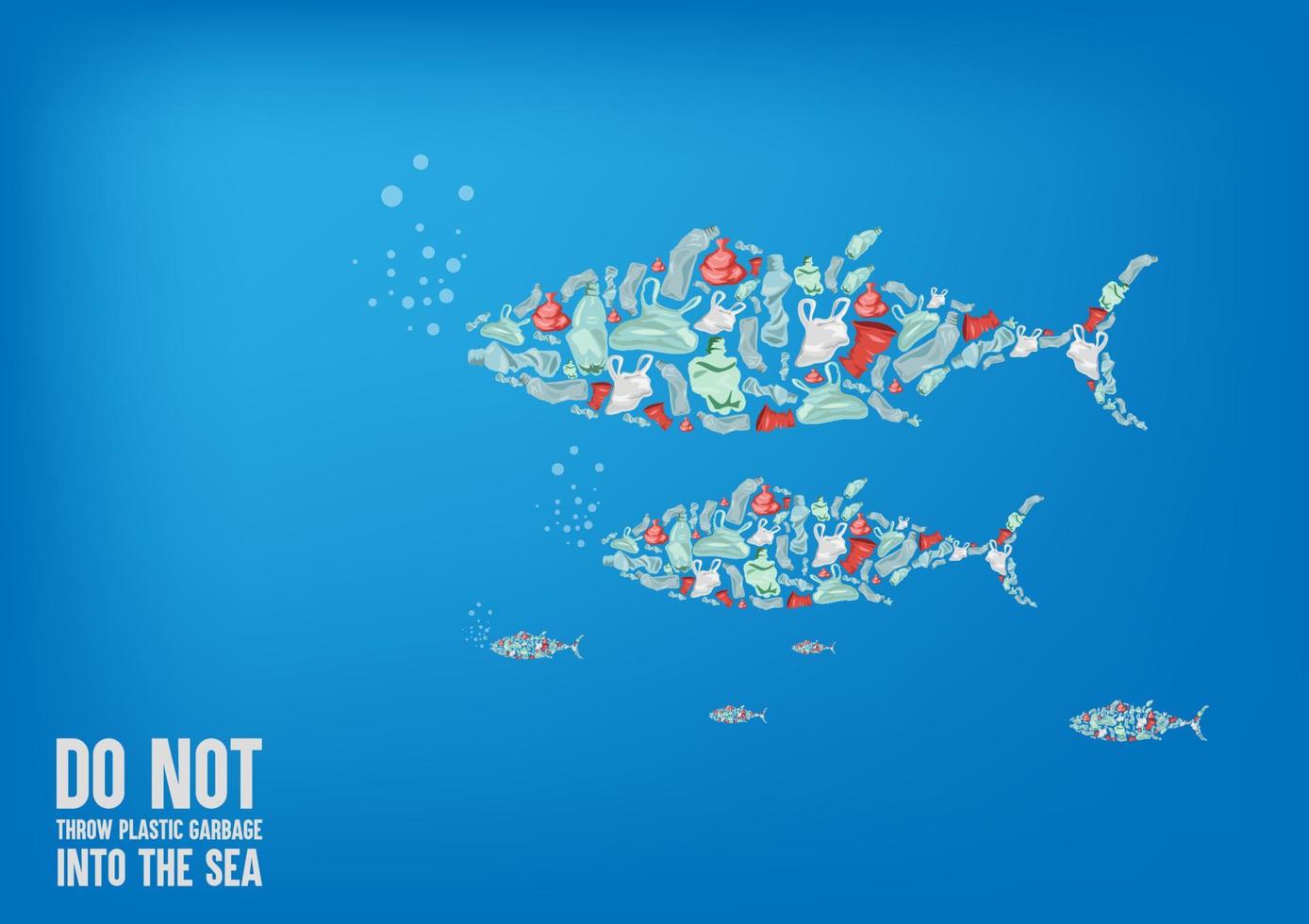 la basura en el mar, las aguas residuales, los peces, los ríos están sucios de basura y plástico. concepto de vector de contaminación de agua dulce basura sucia en el río. vector de ilustración de dibujos animados de estilo plano