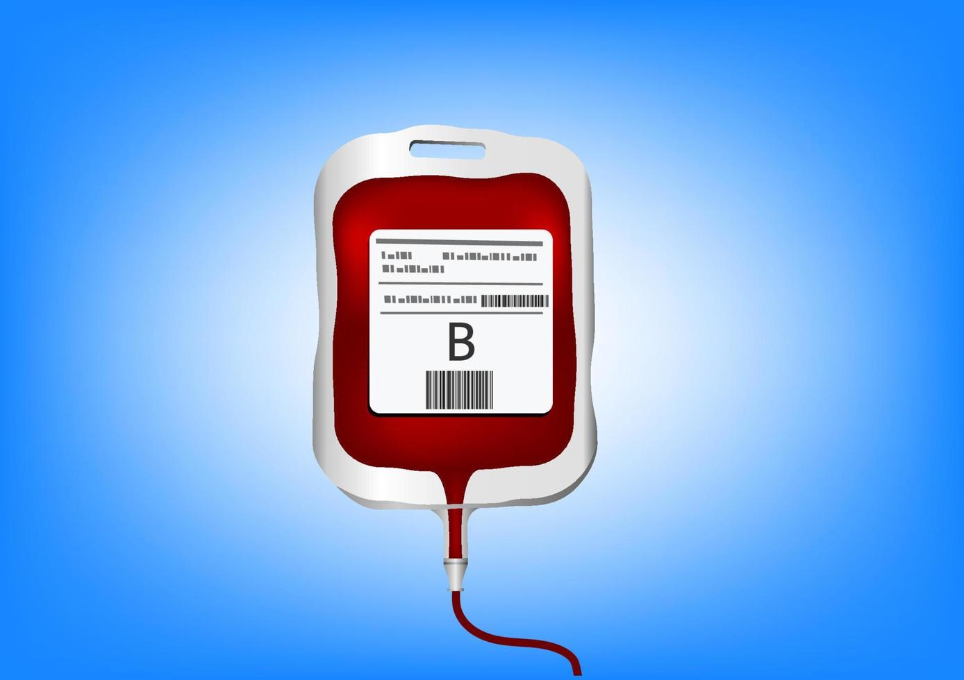 una bolsa de plástico separada para la sangre del grupo b tiene sangre adentro. concepto de donación fresca o donación de sangre vector de ilustración de dibujos animados de estilo plano