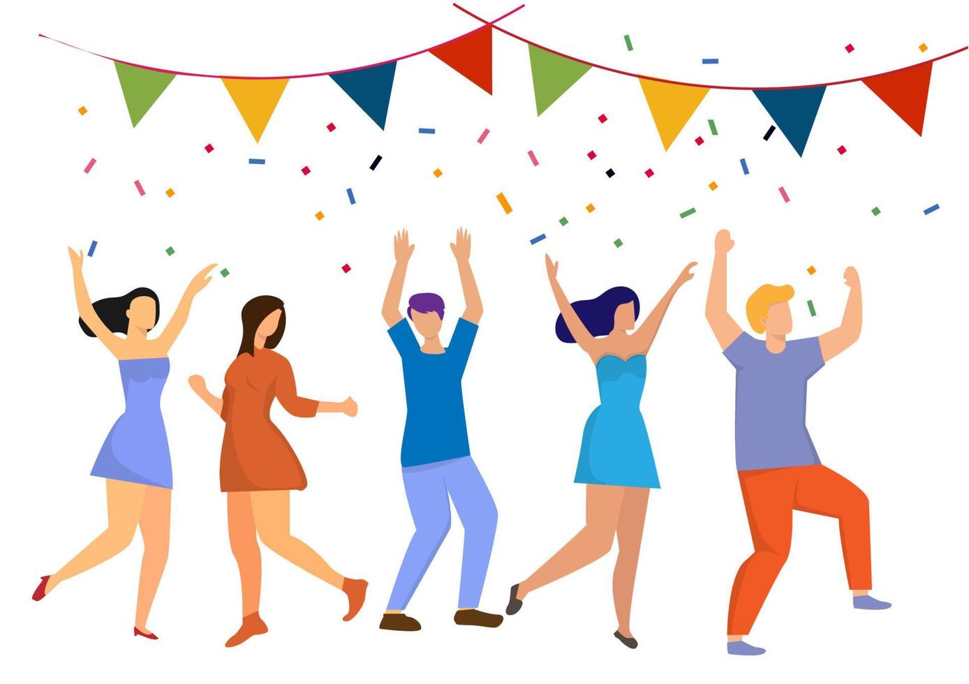 grupo de empresarios felices en una fiesta hombres y mujeres positivos bailando y divirtiéndose. ilustración vectorial en estilo plano vector