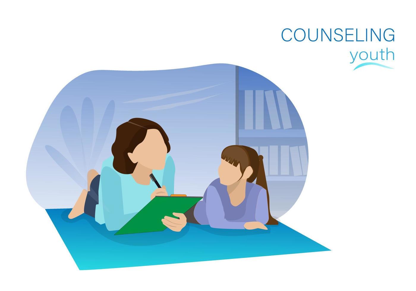 Adolescent Counseling A female psychiatrist advises the young girl's lifestyle by accepting disappointment. And build strength vector