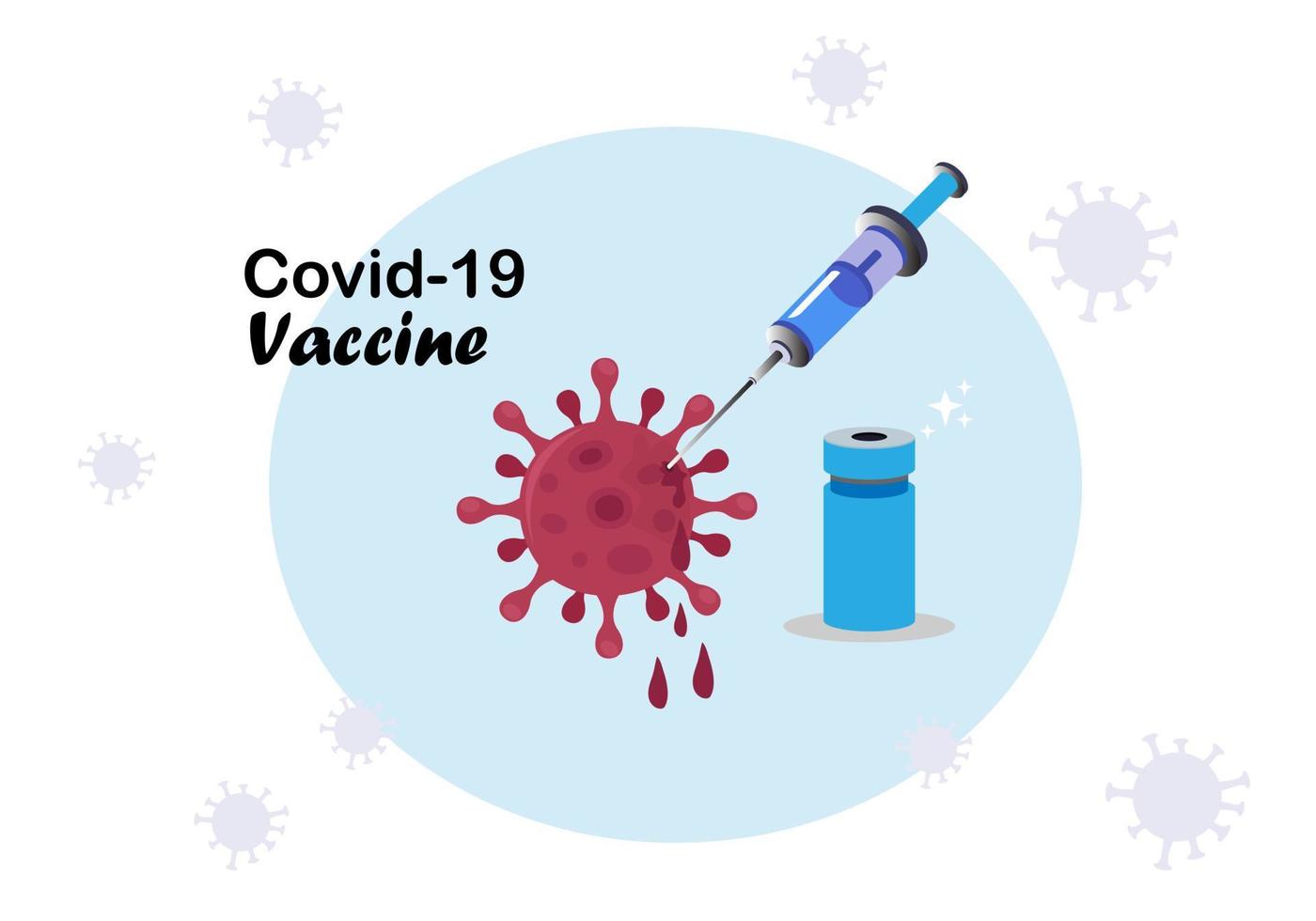 The invention of the vaccine for killing the coronavirus COVID-19 vector illustration white background