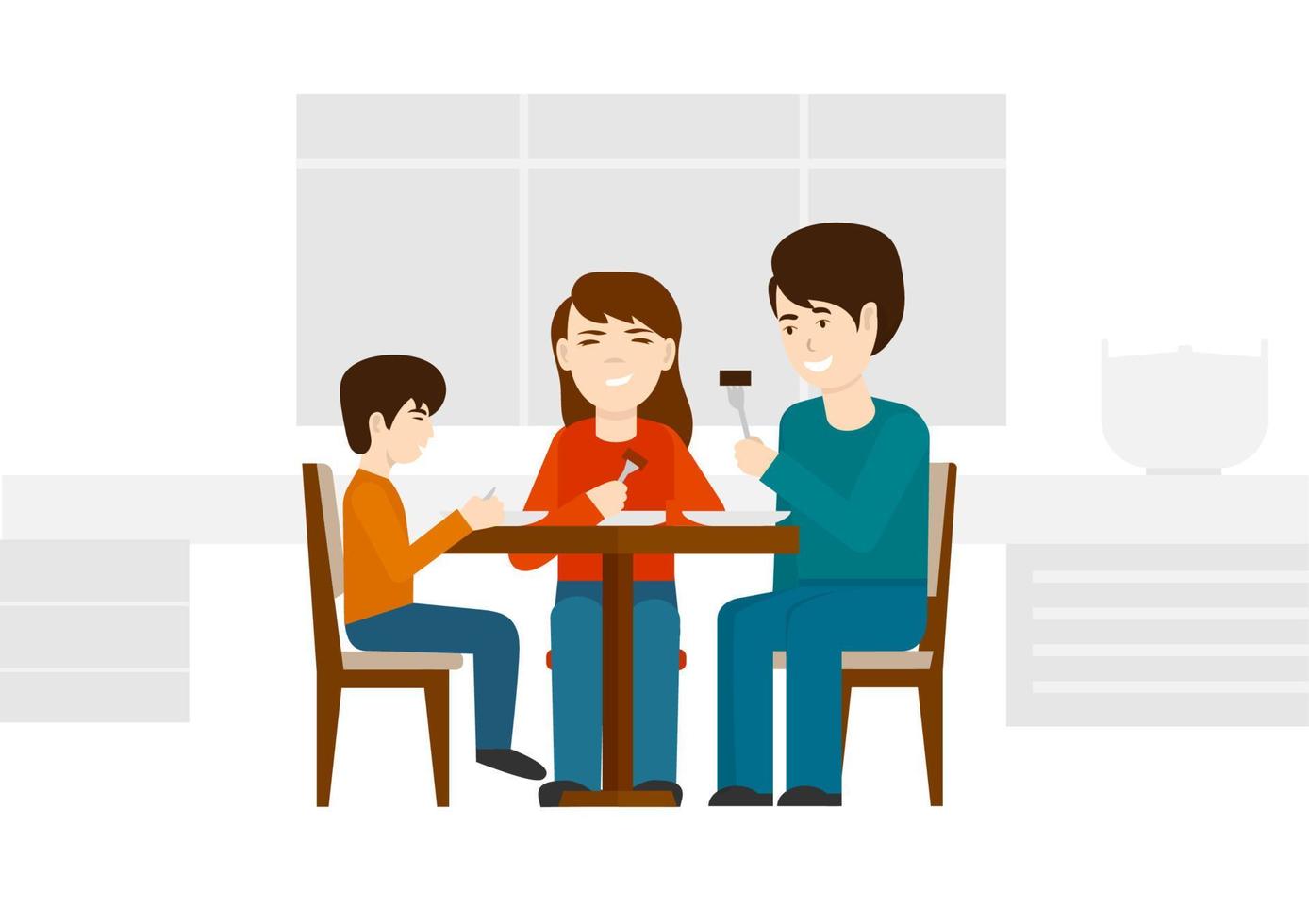 Happy family enjoying meal time vector