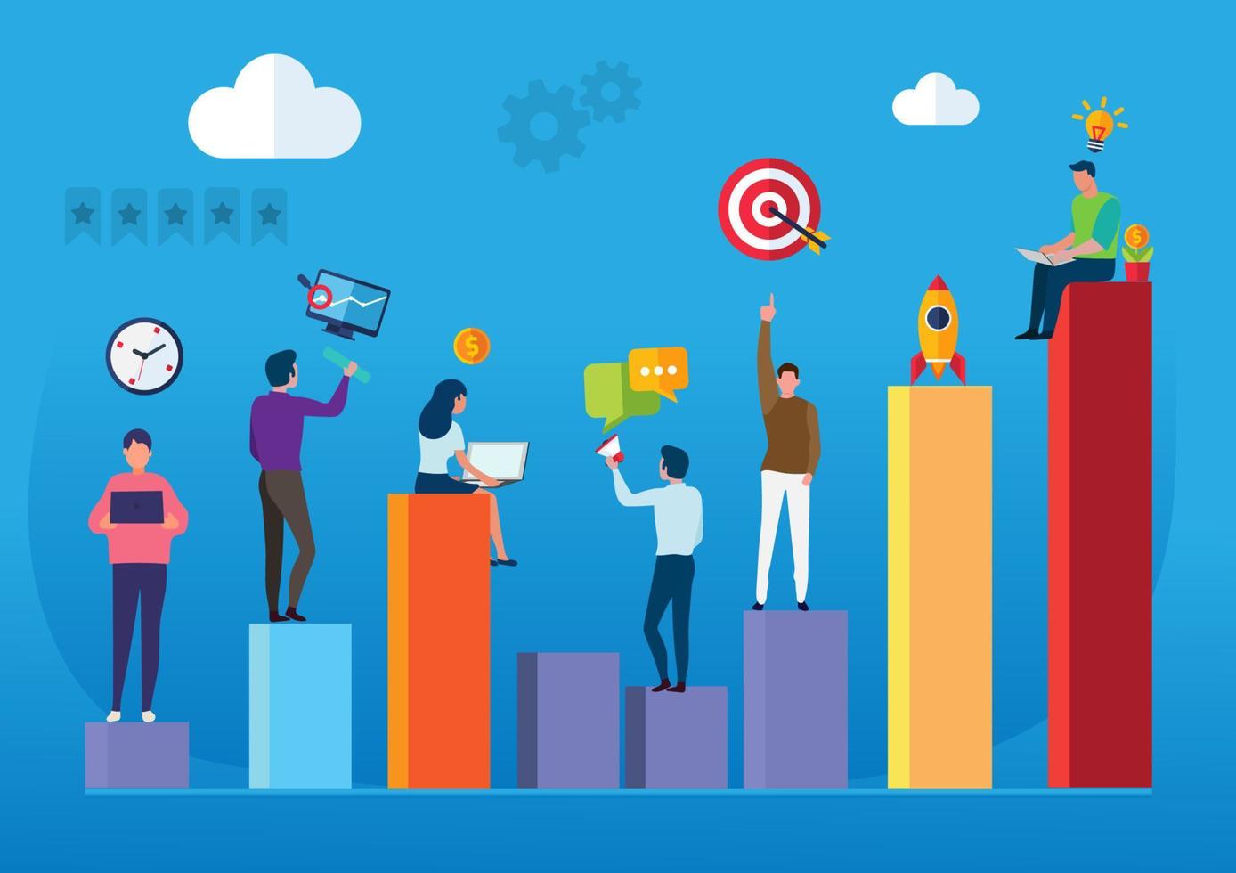 Business ideas and collaboration Flat style cartoon illustration vector