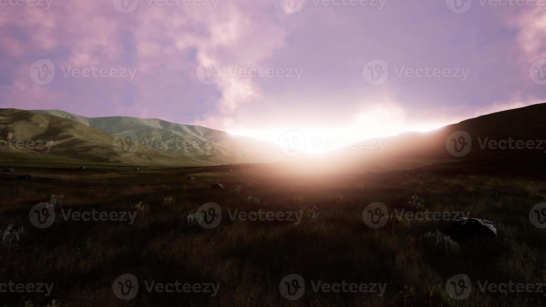 Aerial Green Hills Landscape in Fog photo