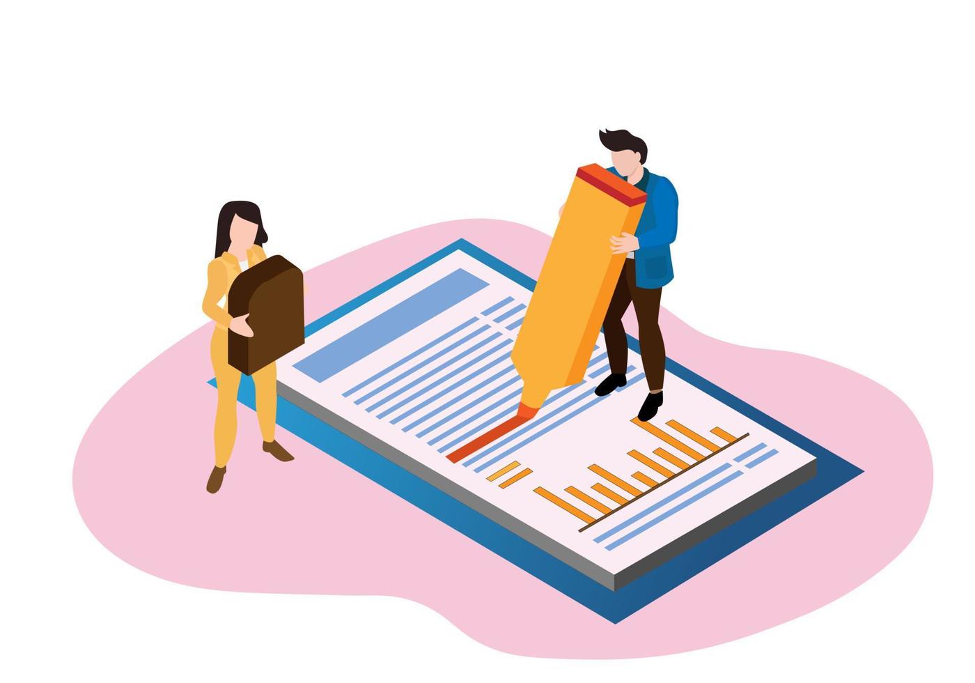 Businessmen make Contract agreement to get a mutual agreement in the conduct of business. Flat illustration vector