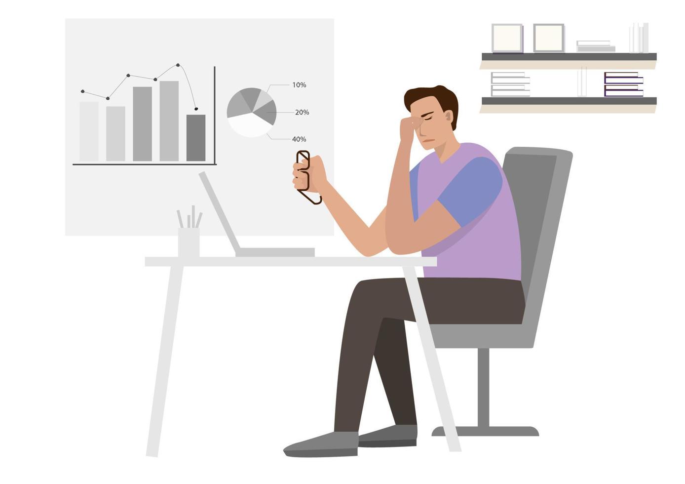 Overworked business people are under stress and headache. vector