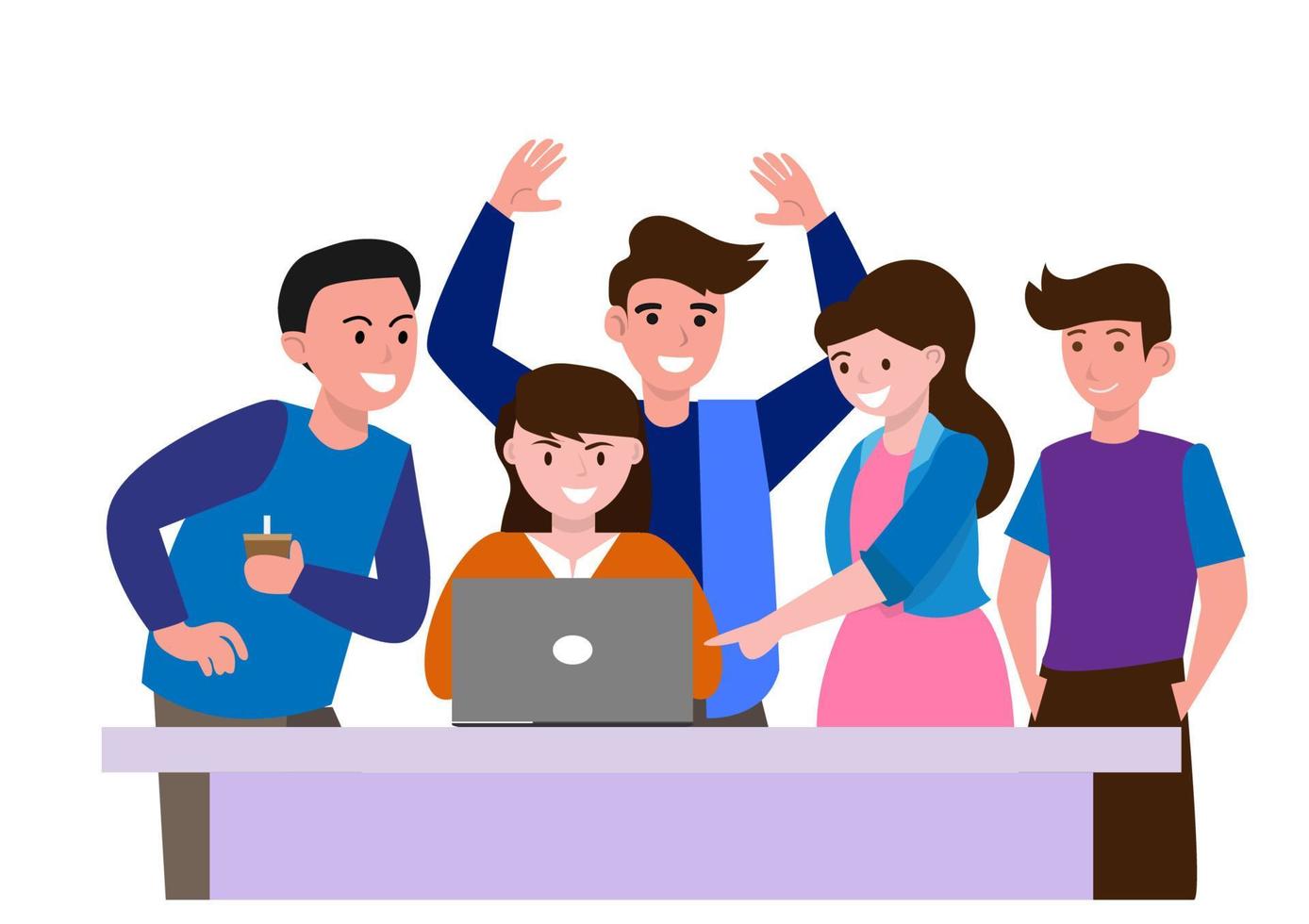 Office workers celebrating project success. Successful teamwork. Flat style  cartoon illustration vector 5611703 Vector Art at Vecteezy