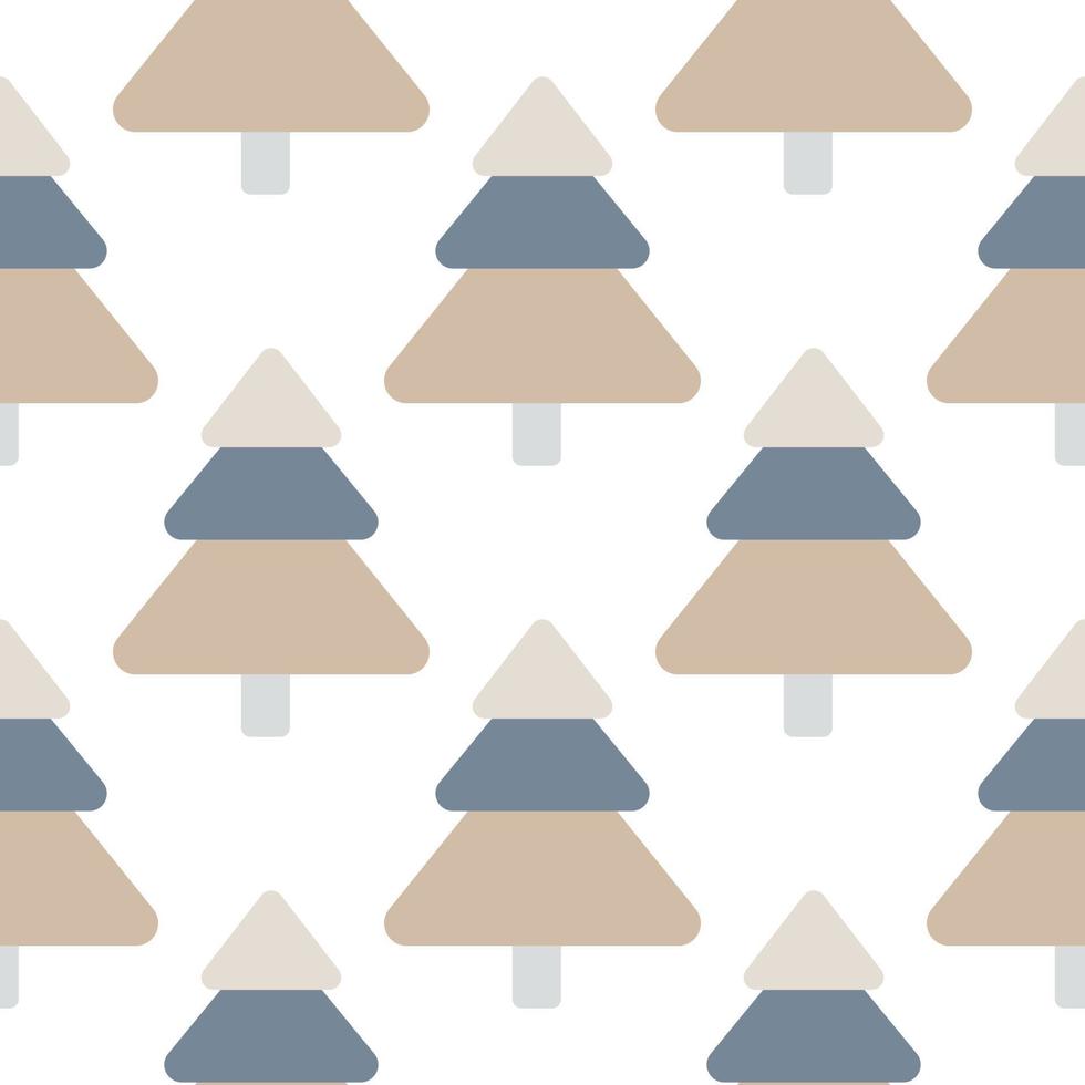 Pine trees forest landscape seamless pattern on white background in Scandinavian style. vector